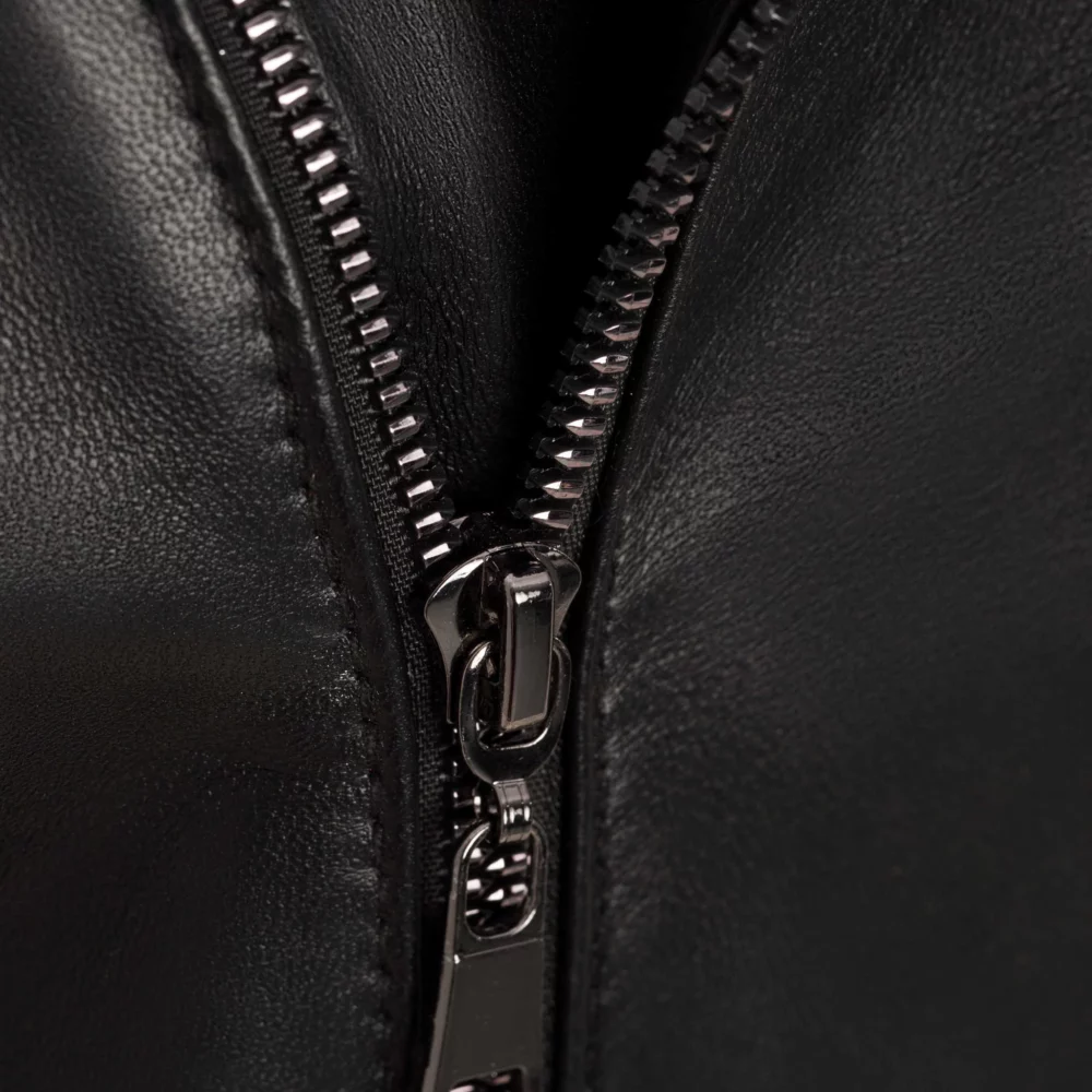 ladies black leather biker jacket - Victoria 3