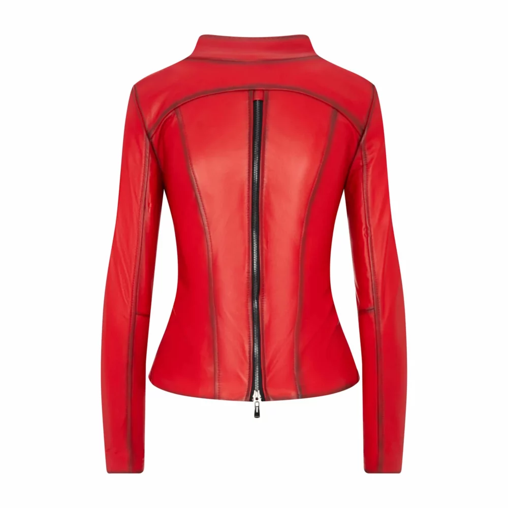 ladies red leather jacket - patti 2