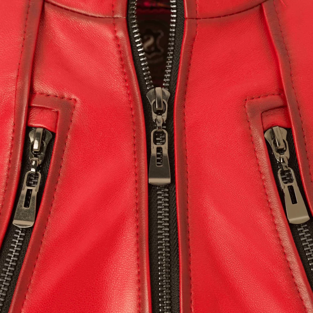 ladies red leather jacket - patti 3