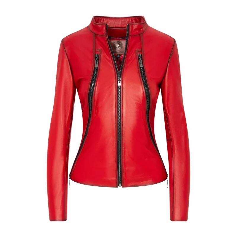 ladies red leather jacket - patti