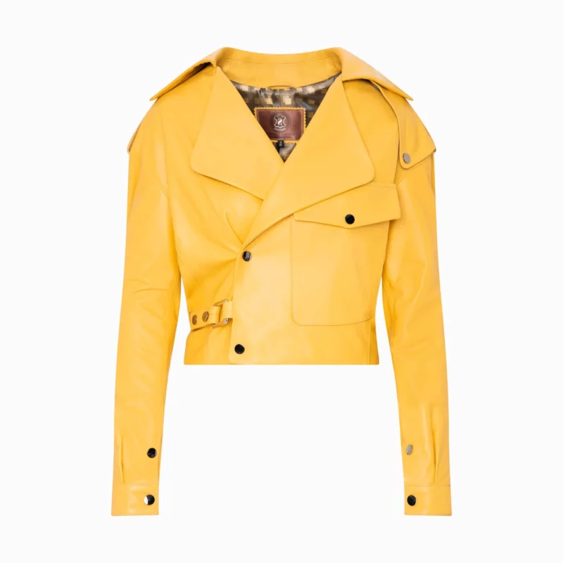 ladies yellow biker jacket - Brenda