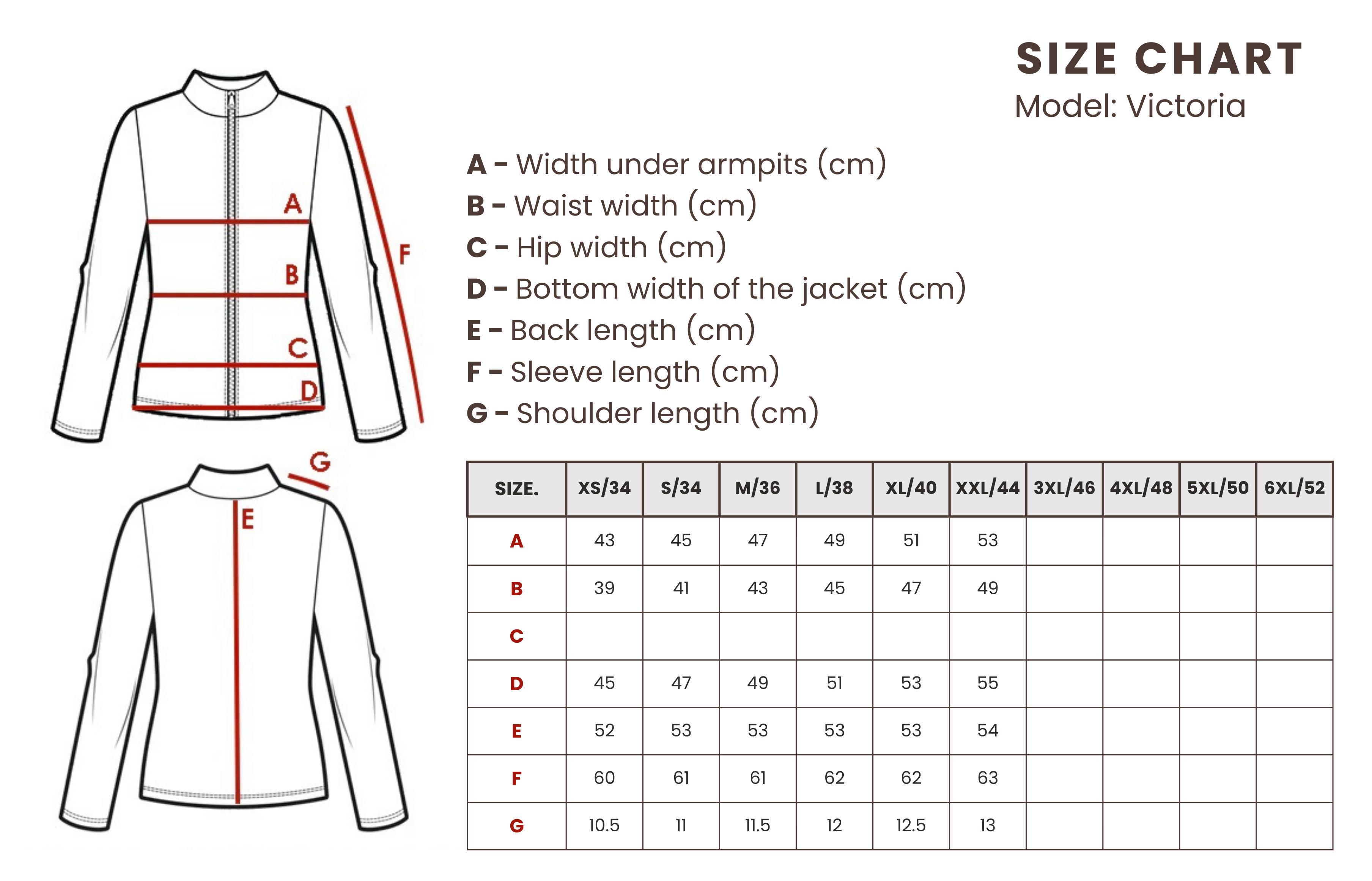 Nordskin.eu leather jacket size chart - universal 