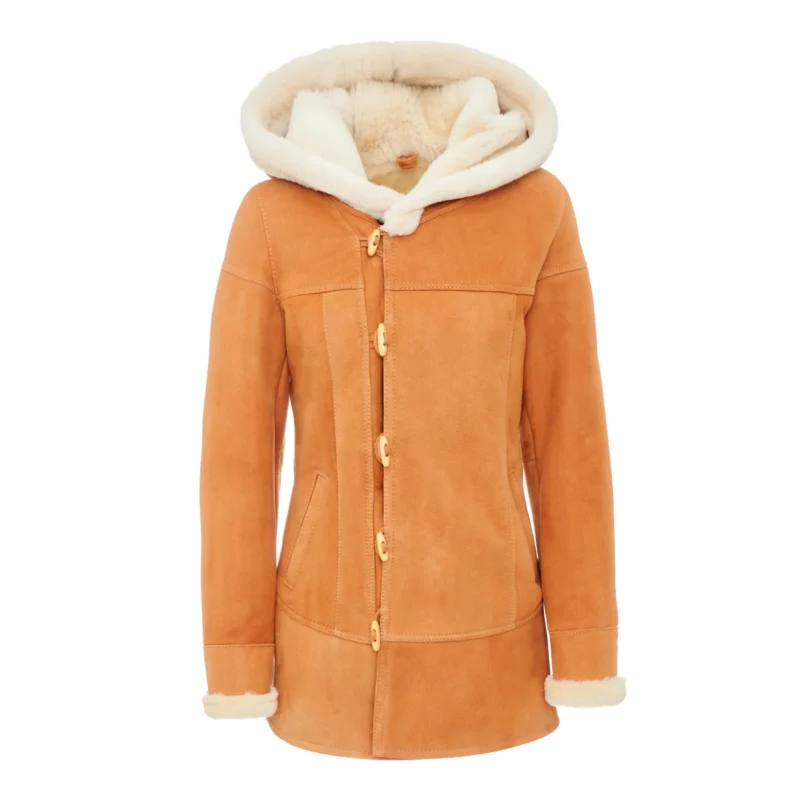 women's beige shearling jacket - Eliza