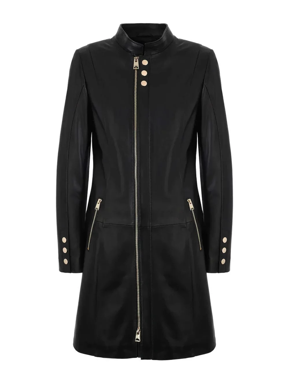women's black leather coat - Anabel