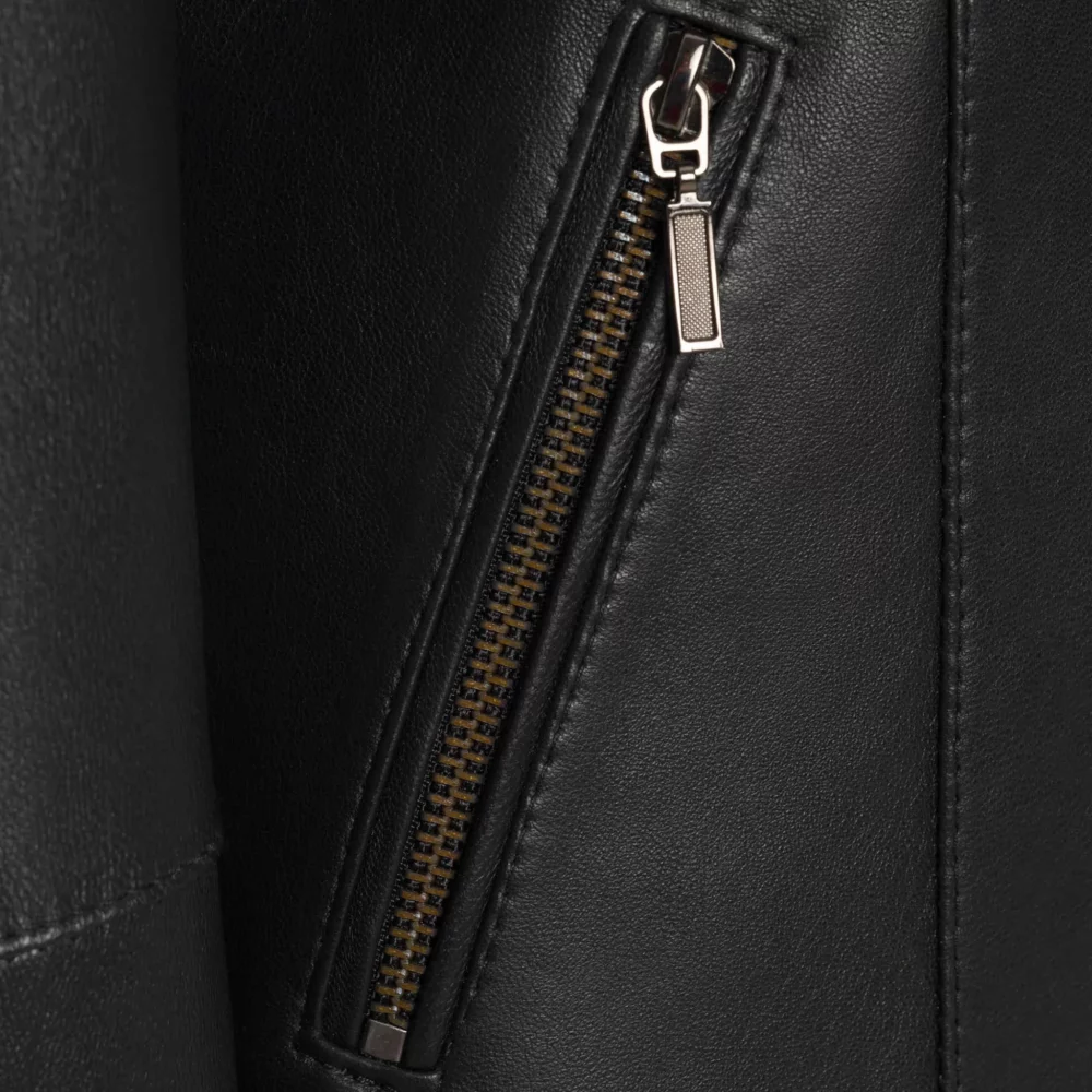 women's black leather jacket with hood - Maja 3