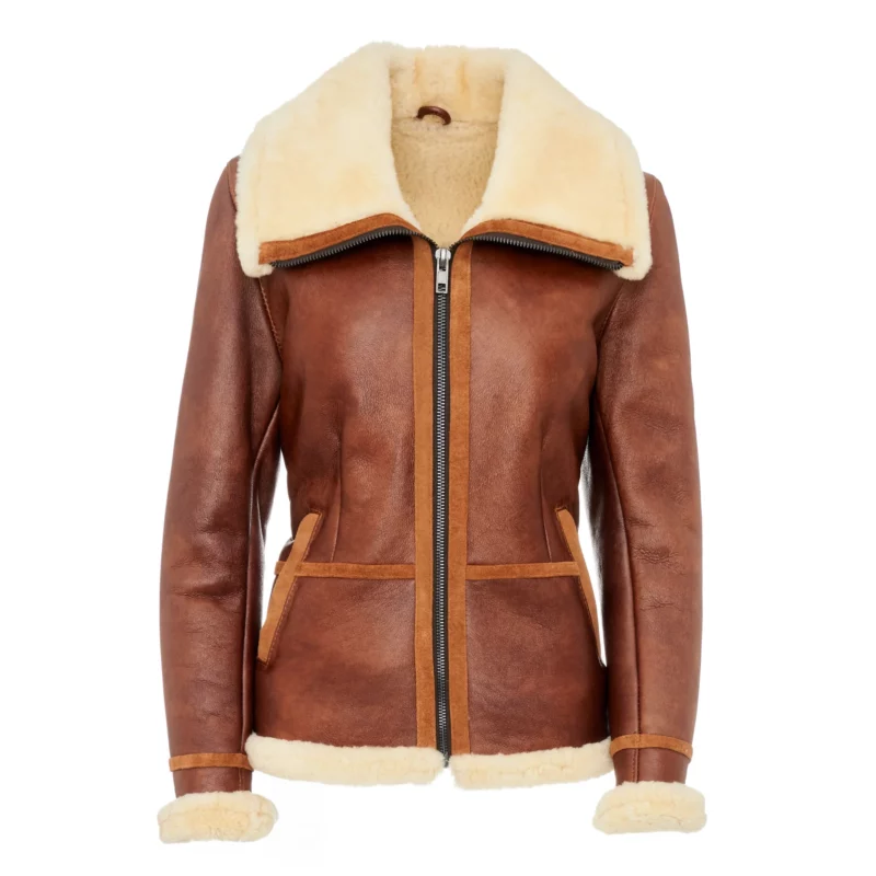 women's brown aviator jacket - penny