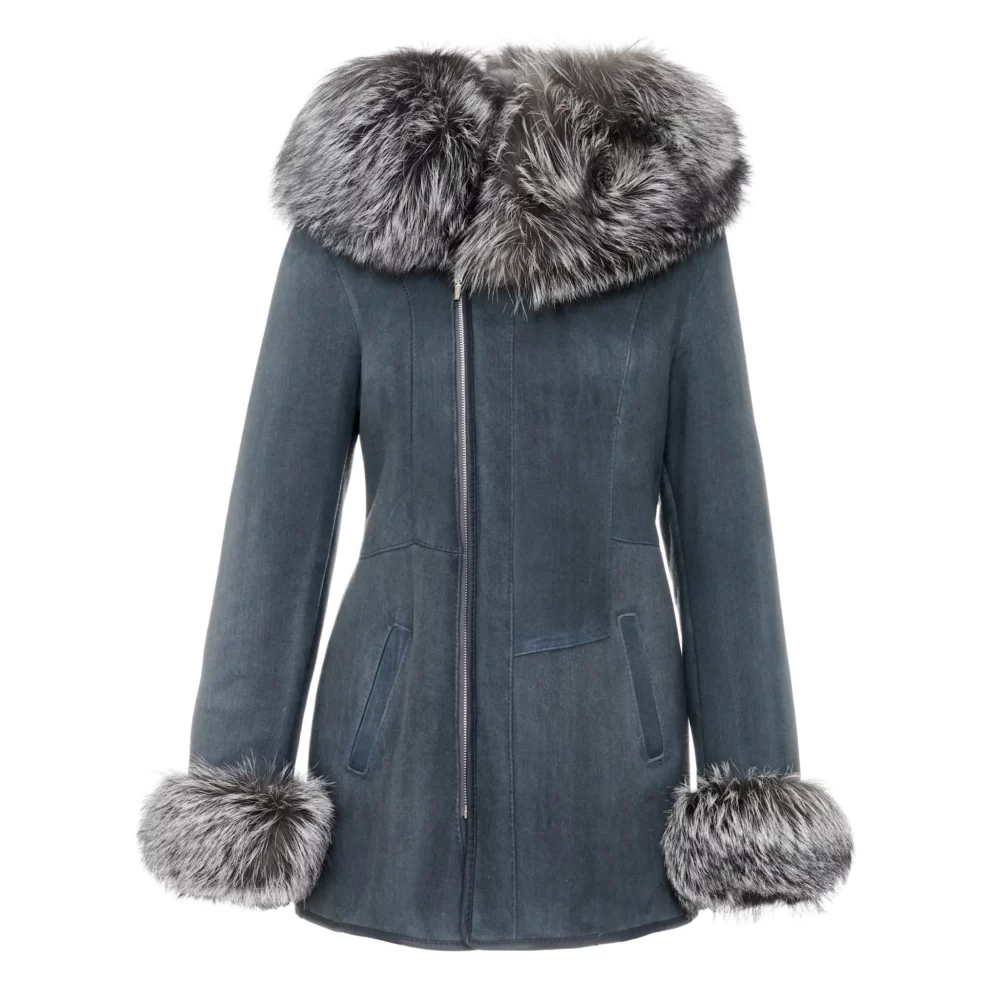 women's dark gray shearling jacket