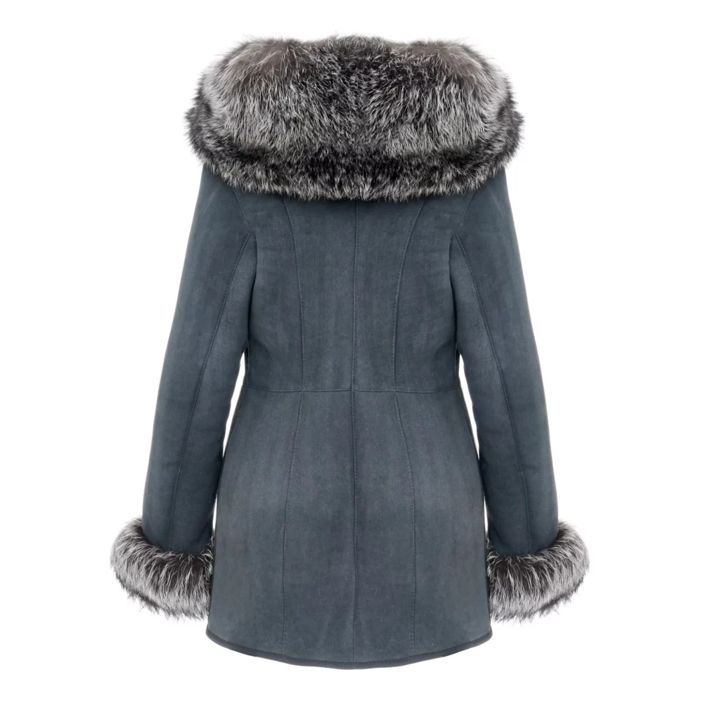 women's dark gray shearling jacket 2