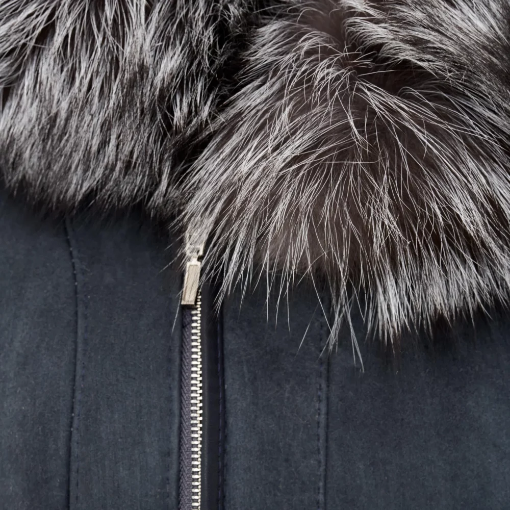 women's dark gray shearling jacket 3