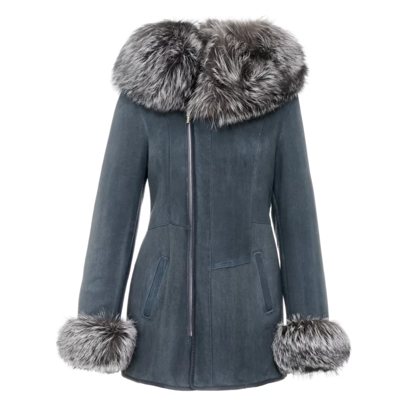 women's dark gray shearling jacket