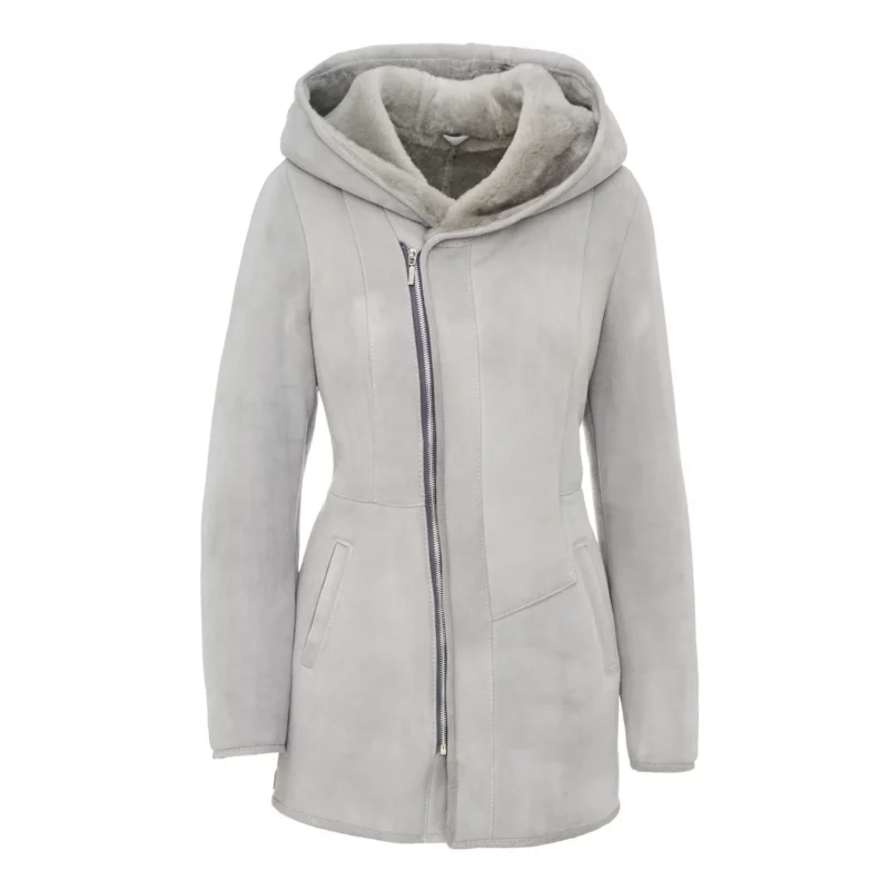 women's gray shearling jacket - marzena