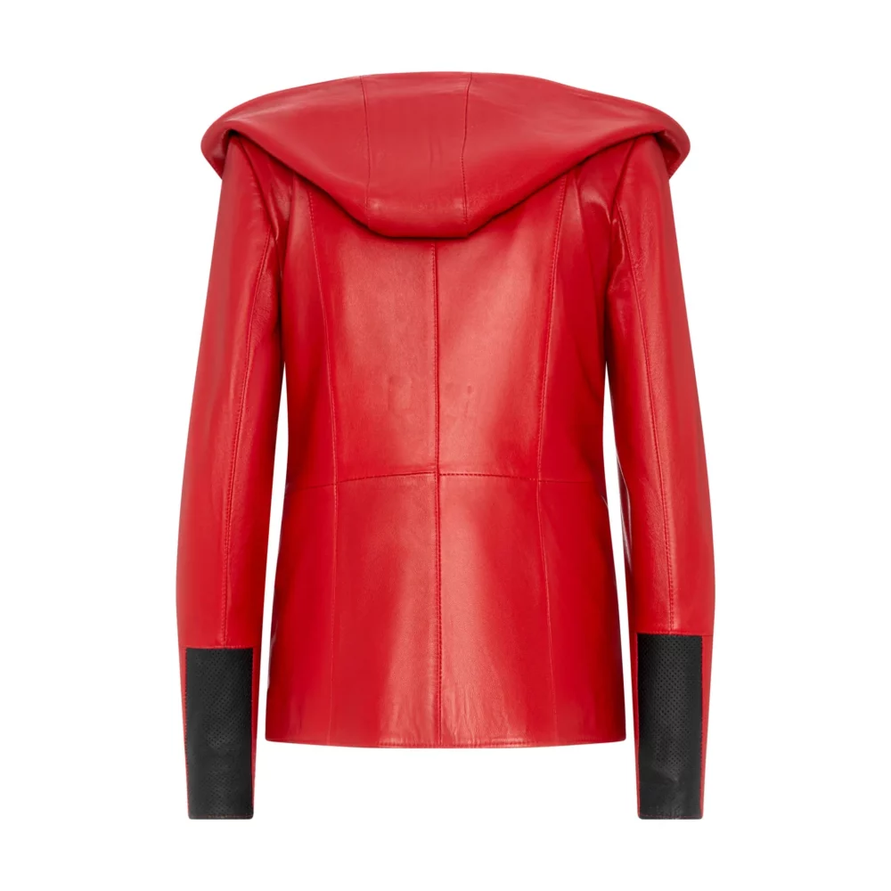 women's red leather jacket with lining - Maja 2