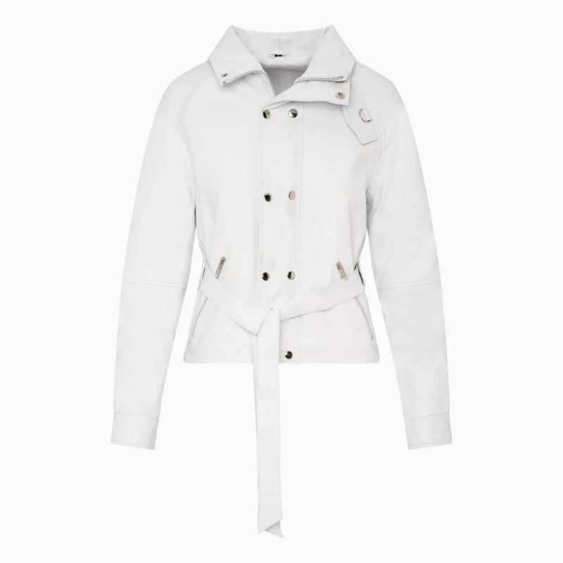 women's white leather jacket - Emma